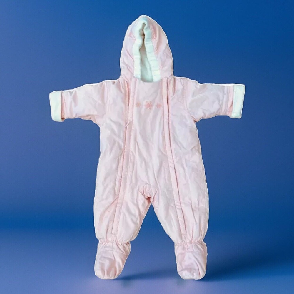 Lands' End Baby Infant 3 Month Pink‎ corduroy Snow Suit Bunting Suit Girl